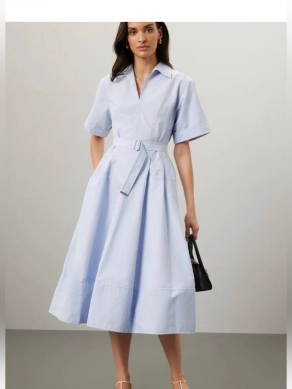 Simkhai Deanna Light Blue Belted Shirt Midi Dress 14